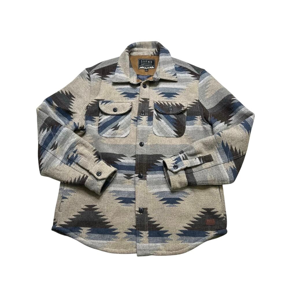 JACHS New York Premium Outdoor “Native-Aztec” Wool-Blend Shacket Jacket Sz Large